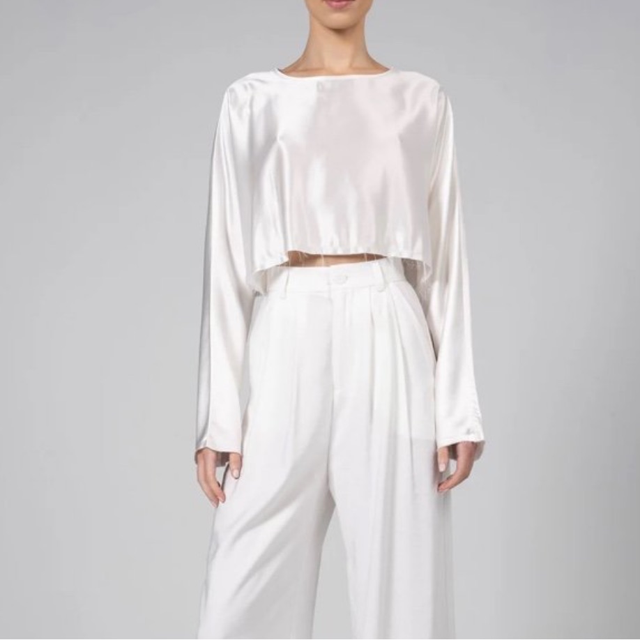 Nonchalant Label Emilia Cropped Blouse Ivory Large